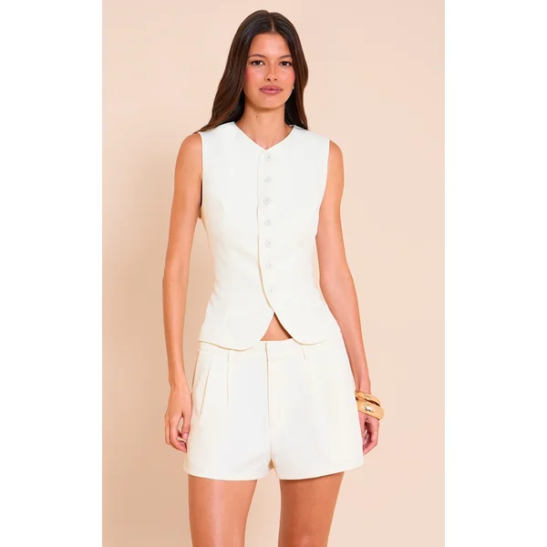 Cream Tailored Woven Vest