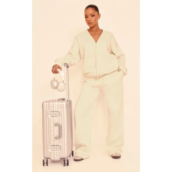 Cream Wide Leg Drawstring Sweatpants