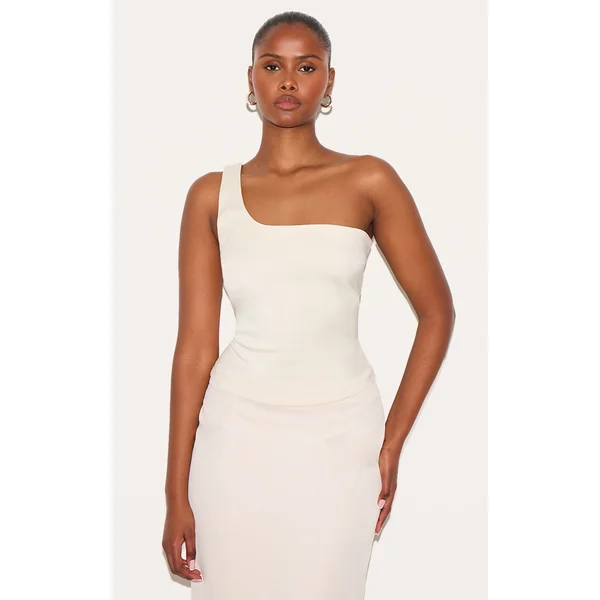 Cream Woven Asymmetric Top