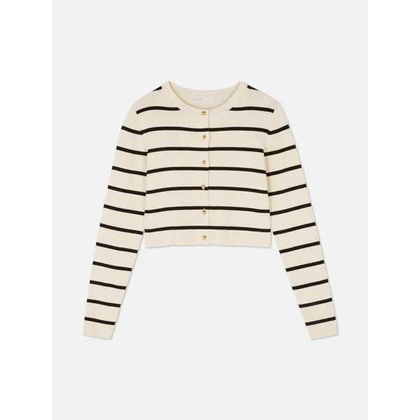 Crew Neck Cardigan - Ivory