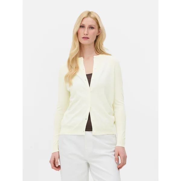 Crew Neck Cardigan - Ivory