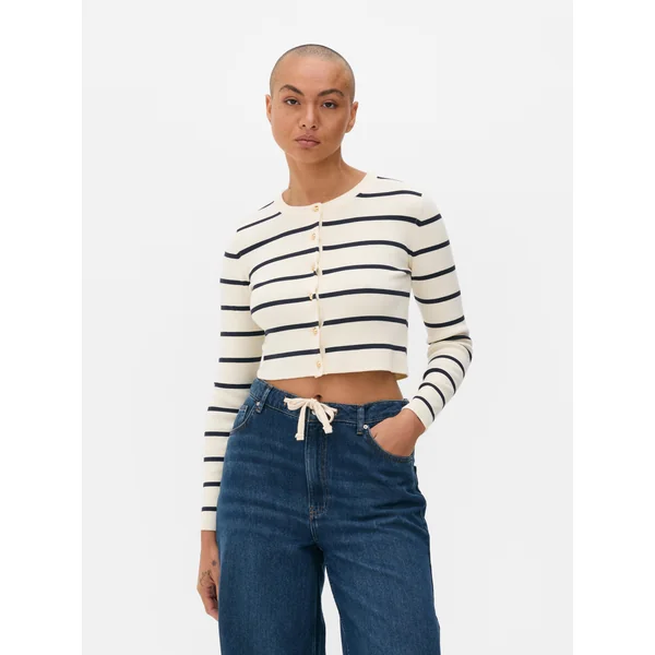 Crew Neck Cardigan - Navy