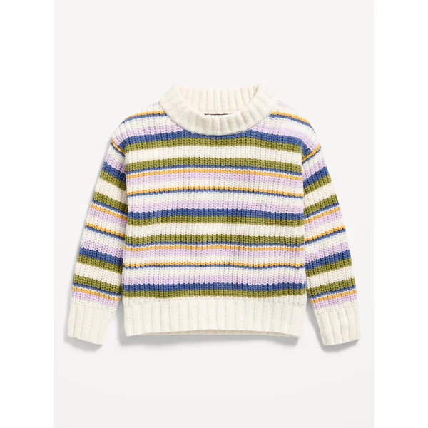 Crew-Neck Chenille-Knit Sweater for Toddler Girls - Multi Cool Stripes