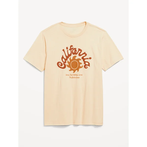 Crew-Neck Graphic T-Shirt - Cool Almond