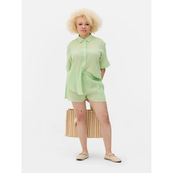 Crinkle Beach Shirt - Green