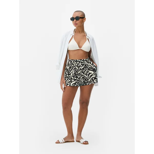 Crinkle Print Shorts - Black/White