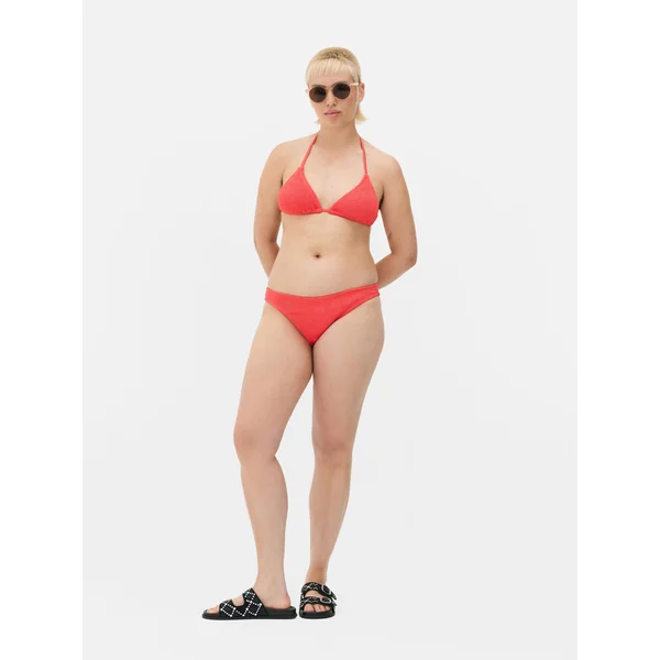 Crinkle Triangle Bikini Top - Coral