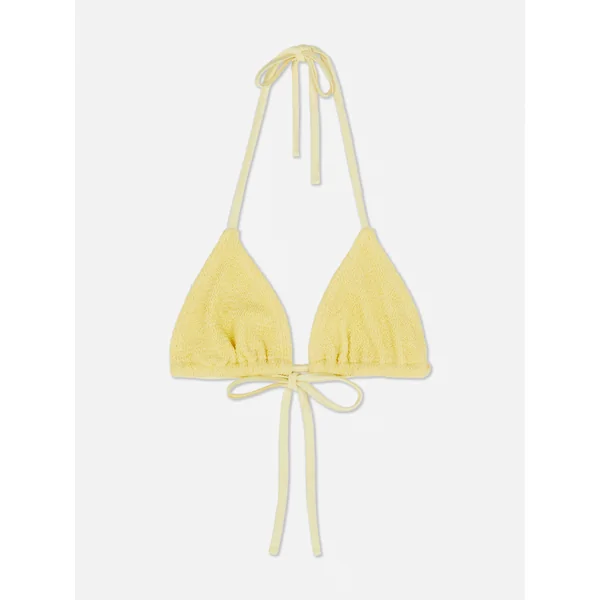 Crinkle Triangle Bikini Top - Yellow
