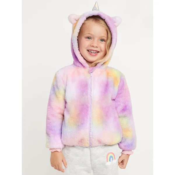 Critter Hooded Jacket for Toddler Girls - Unicorn