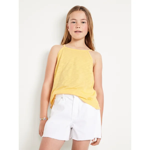 Crochet Back Halter Tank Top for Girls - Golden Aura