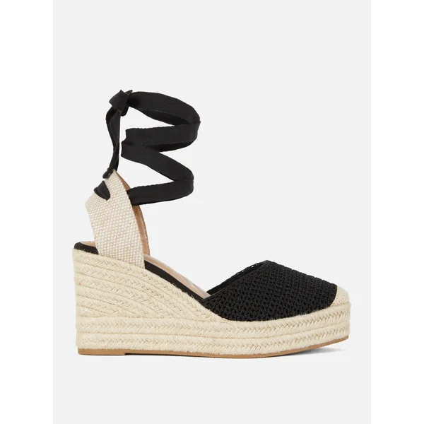 Crochet Tie-Up Wedges - Black