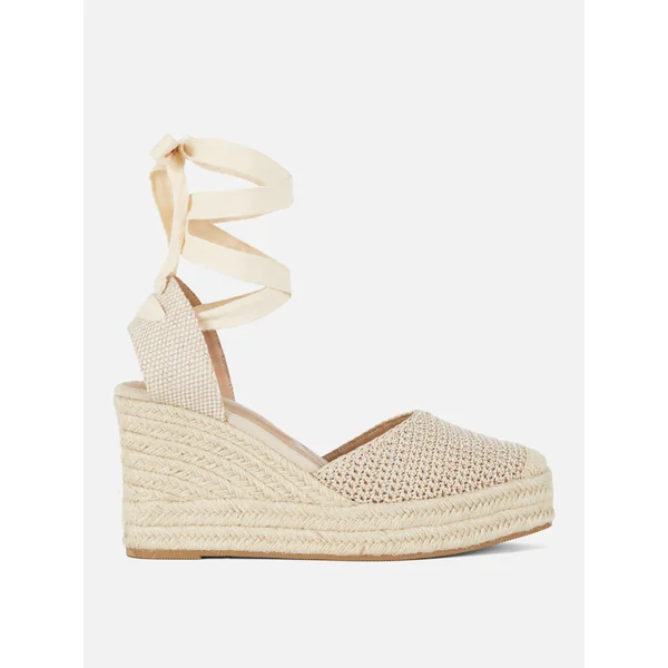 Crochet Tie-Up Wedges - Ivory