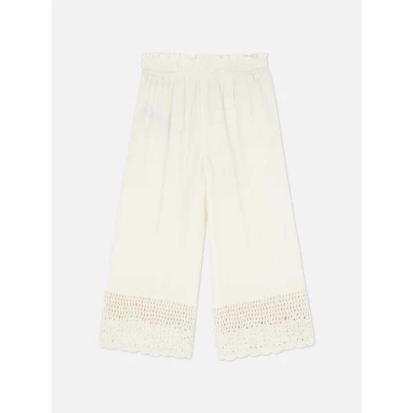 Crochet Wide Leg Pants - Cream