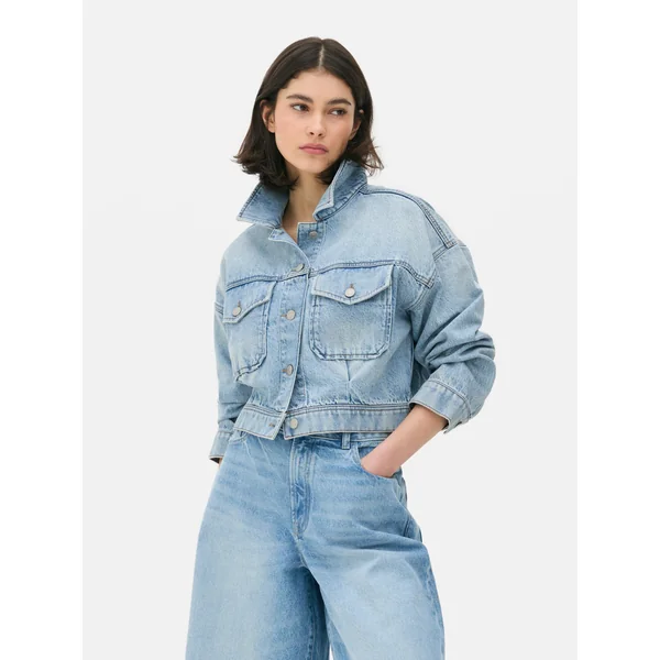 Cropped Denim Jacket - Light Blue