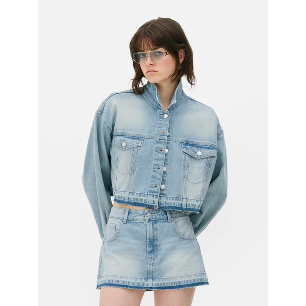 Cropped Denim Jacket - Light Blue