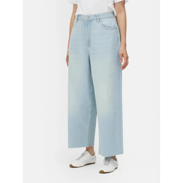 Cropped Wide Leg Jeans - Light Blue