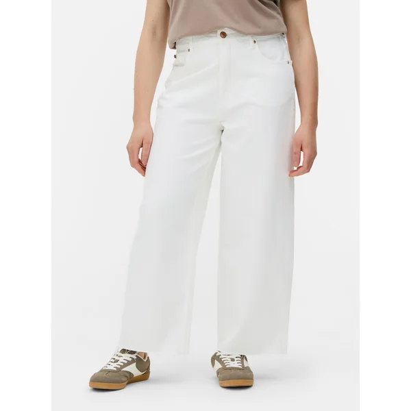 Cropped Wide Leg Jeans - White