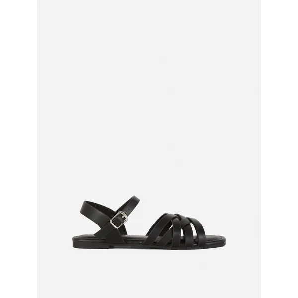 Cross Strap Sandals - Black