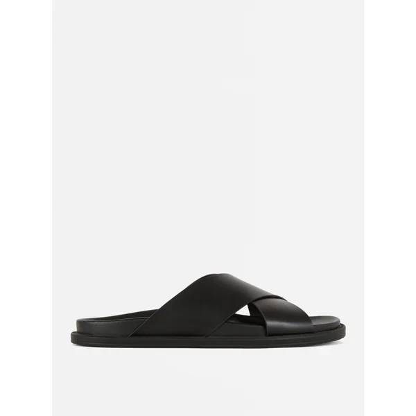 Cross Strap Slides - Black