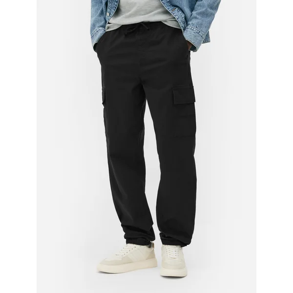 Cuffed Cargo Pants - Black