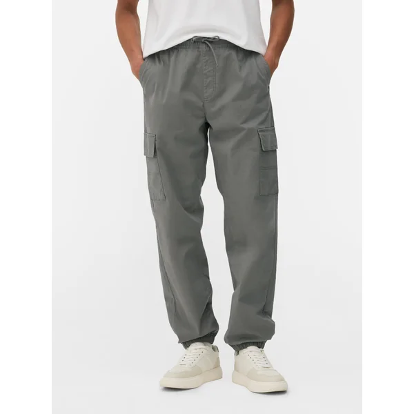 Cuffed Cargo Pants - Gray