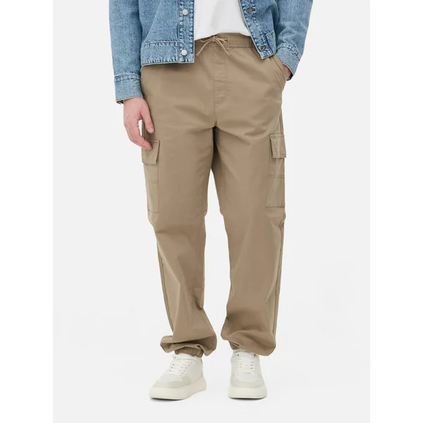 Cuffed Cargo Pants - Tan