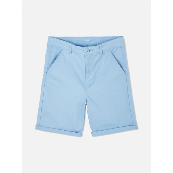 Cuffed Chino Shorts - Light Blue