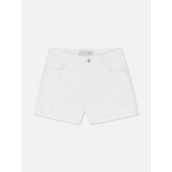 Cuffed Denim Shorts - White