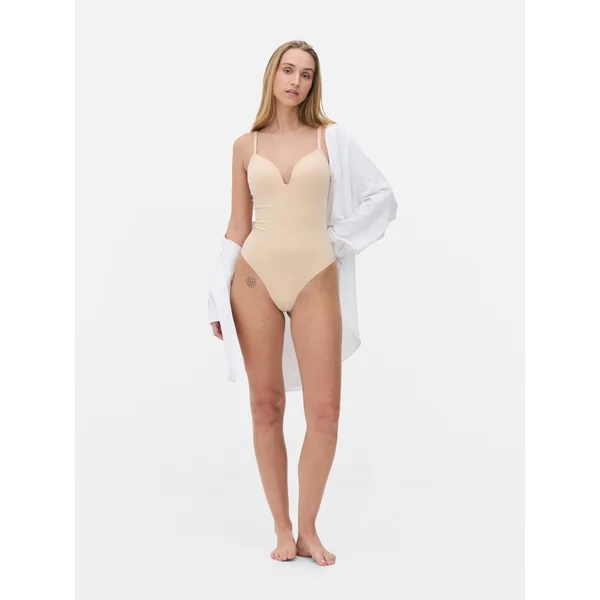 Cupped Thong Bodysuit - Taupe