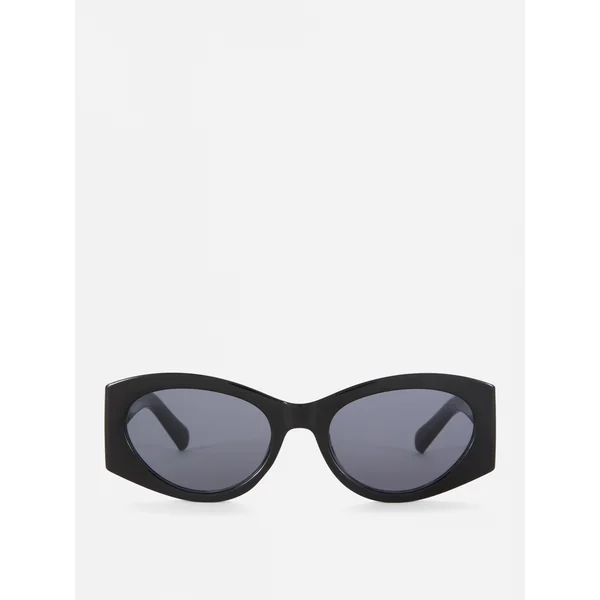 Curved Cat Eye Sunglasses - Black