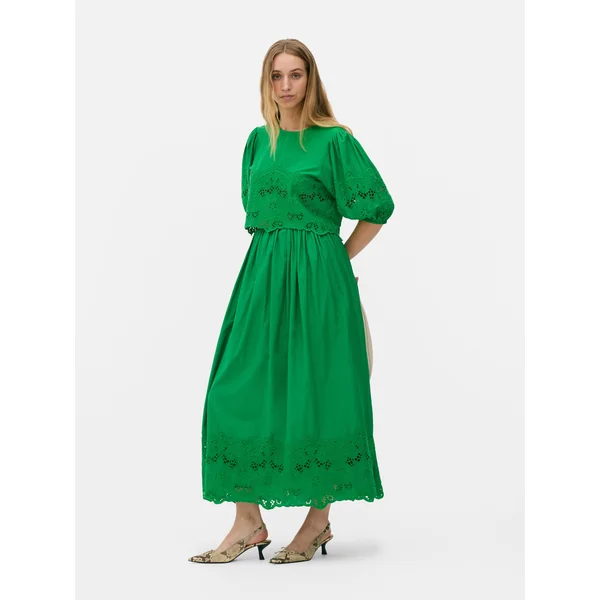 Cutwork Maxi Skirt - Green