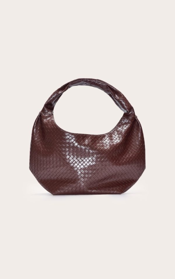 Brown Weave Slouchy Tote Bag