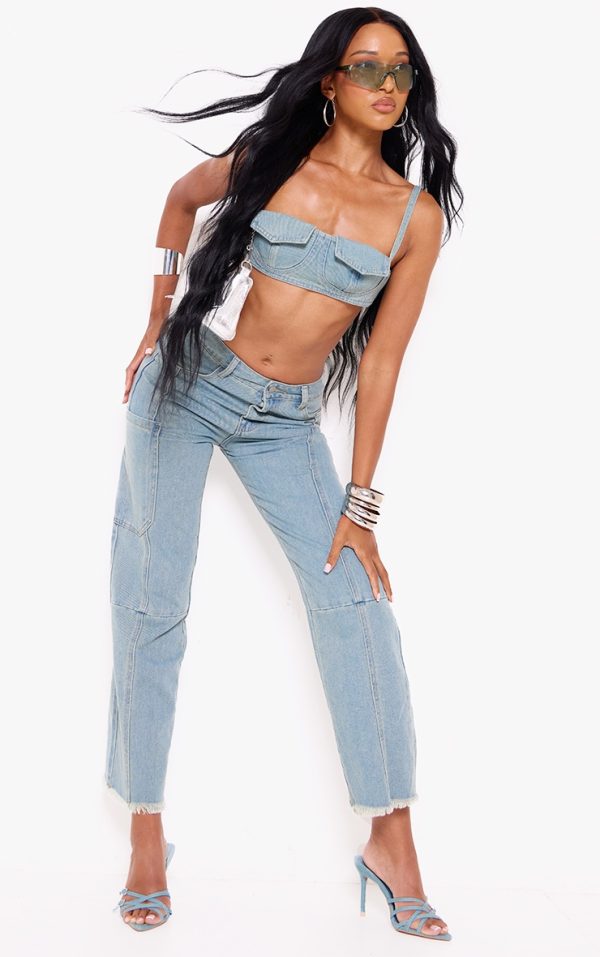 Vintage Wash Utility Cargo Denim Jeans