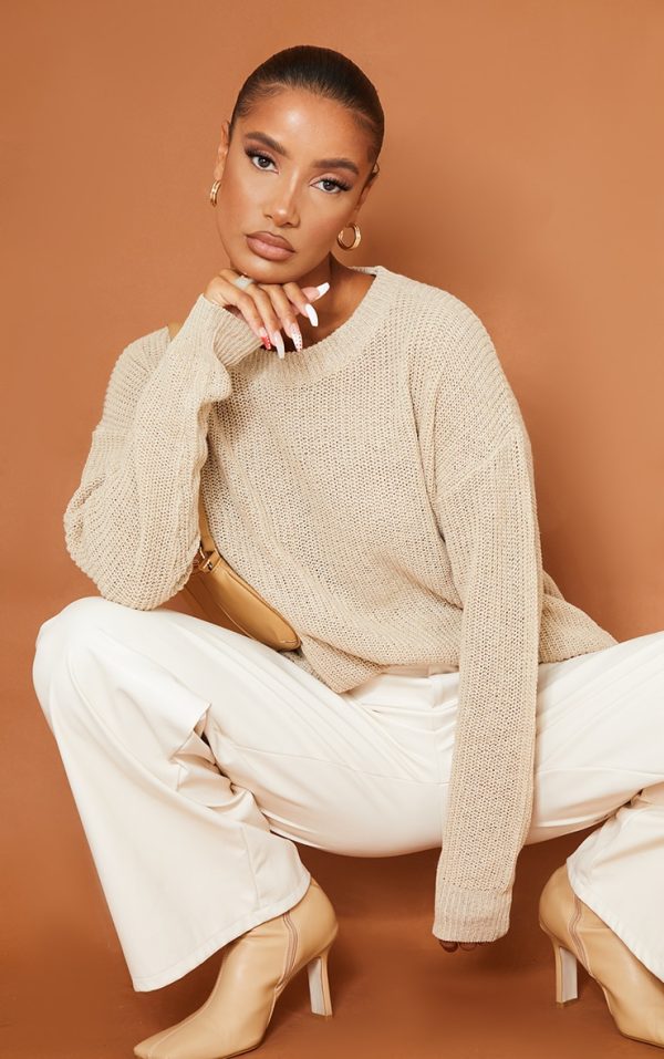 Stone  Crew Neck Knit Sweater