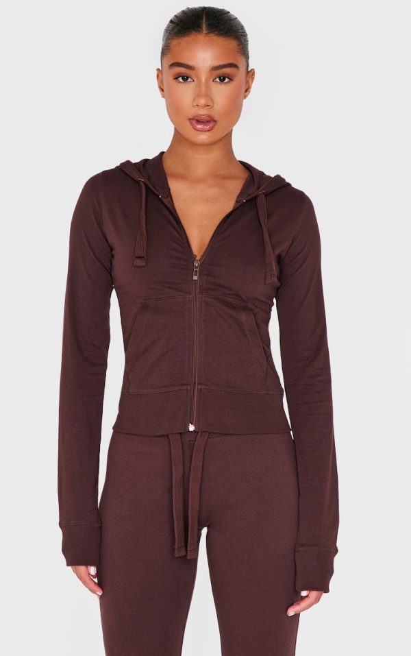 Chocolate Zip Up Fitted Track Top