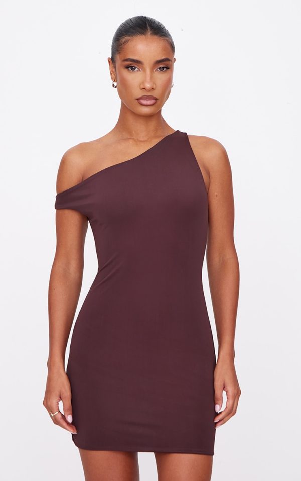Chocolate Matte Asymmetric Mini Dress