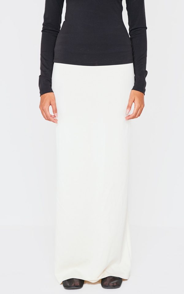 Cream Premium Soft Touch Low Waist Maxi Skirt