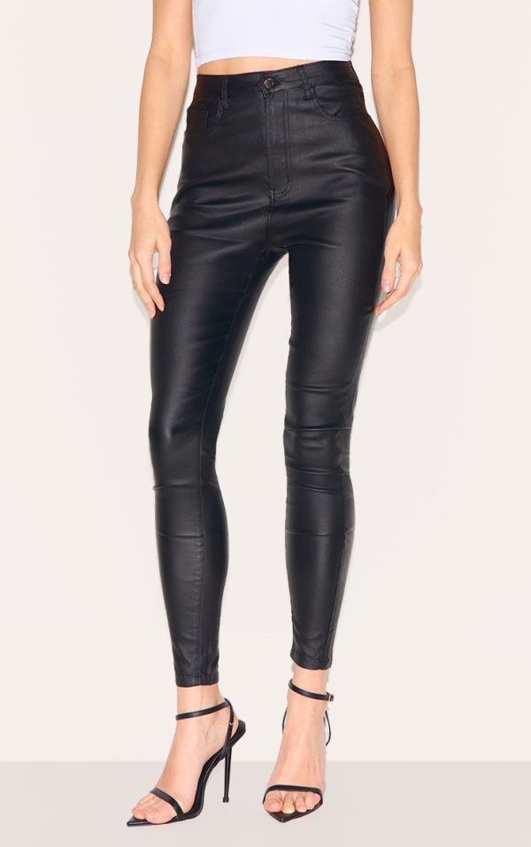 Black 5 Pocket Coated Skinny Jeans