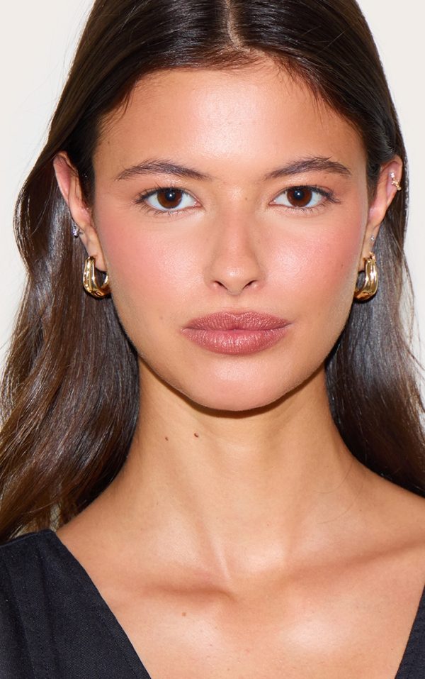 Gold Molten Flare Hoop Earrings