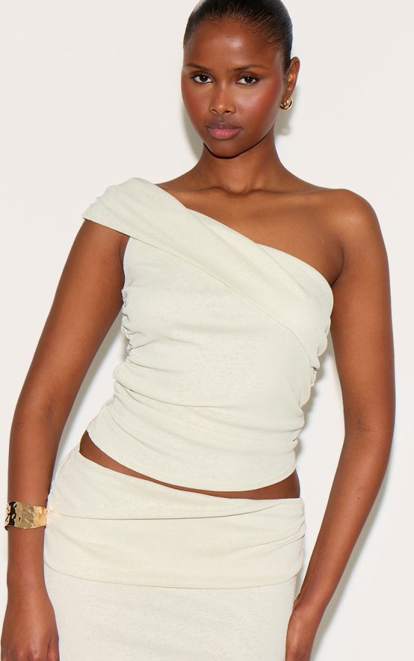 Clay Onion Skin Ruched Side Asymmetric Top