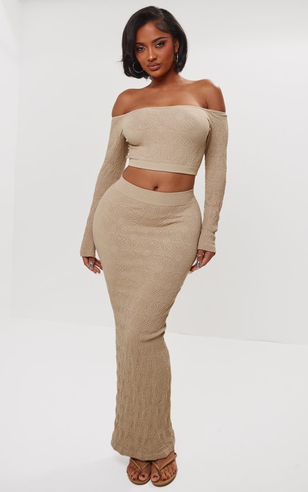 Shape Stone Textured Seamless Maxi Skirt