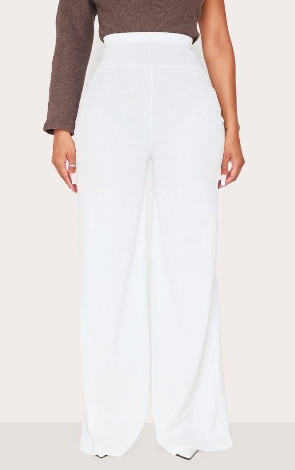 Shape White Bandage Extreme High Waist Wide Leg Pants
