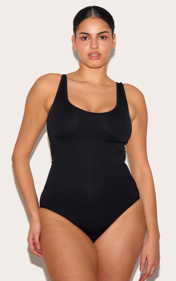 Plus Black Shapewear Elasticated Waist Bodysuit