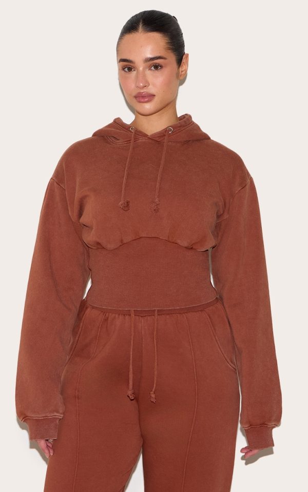 Shape Clay Sweat Cropped Shirred Waist Hoodie