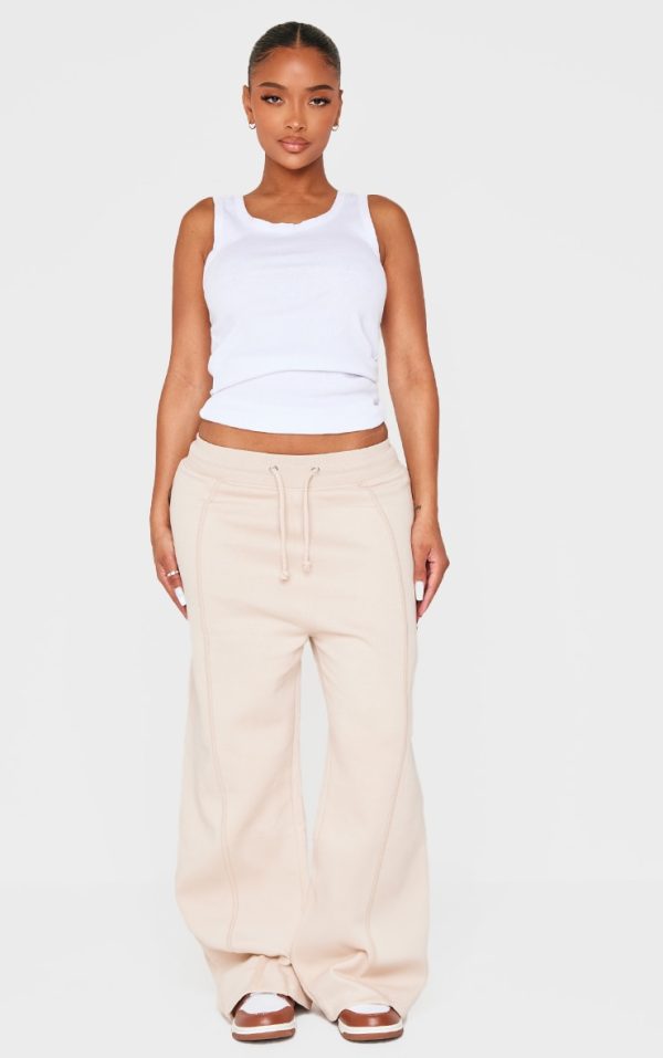 Shape Natural Stone Binded High Waist Wide Leg Sweatpants