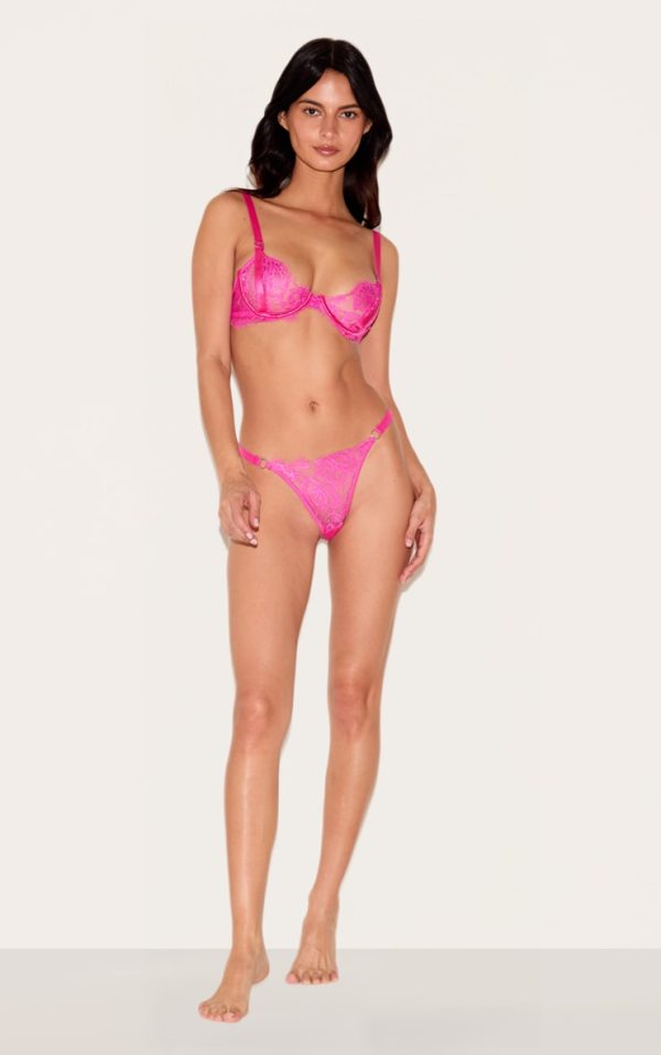 Pink Eyelash Lace Thong