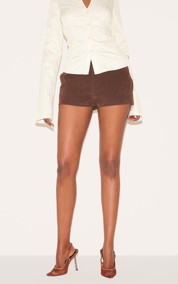 Chocolate Suede Low Rise Hot Pants