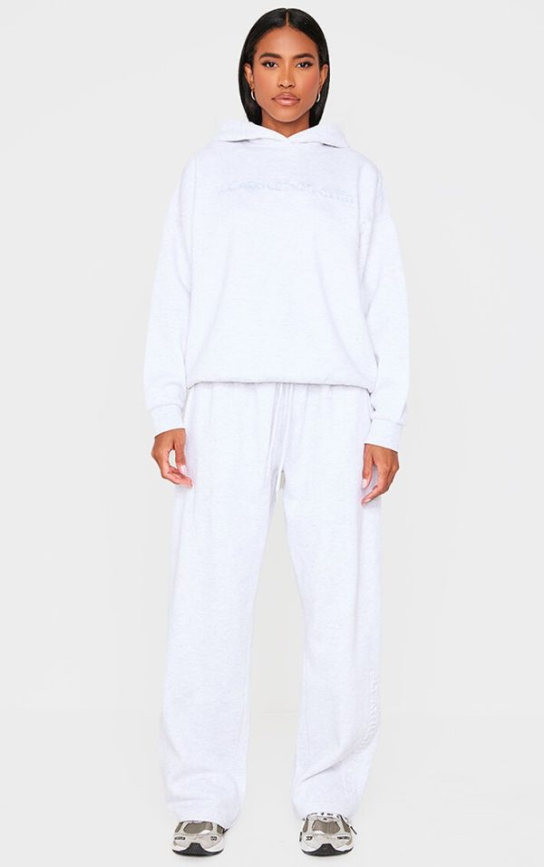 PRETTYLITTLETHING Ice Grey Athletics Club Embossed Straight Leg Sweatpants