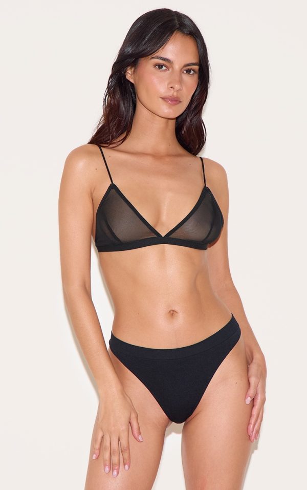 Black Mesh Pack of 3 Basic Triangle Bra