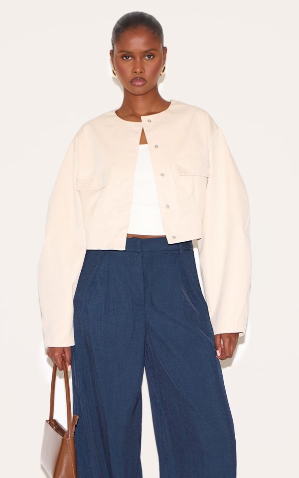Ecru Cocoon Sleeve Cropped Blazer
